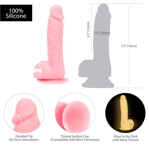 Addiction 100% Silicone Brandon 7.5 Pink Gid "