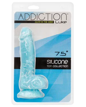 Addiction Luke 7.5" Glow in the Dark Dildo - Blue
