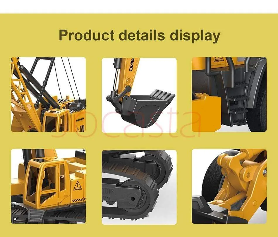 Alloy Engineering Vehicle Dump Truck Excavator Assembly Diecast Model Simulation Construction Cars Toys for Boys Children Gifts