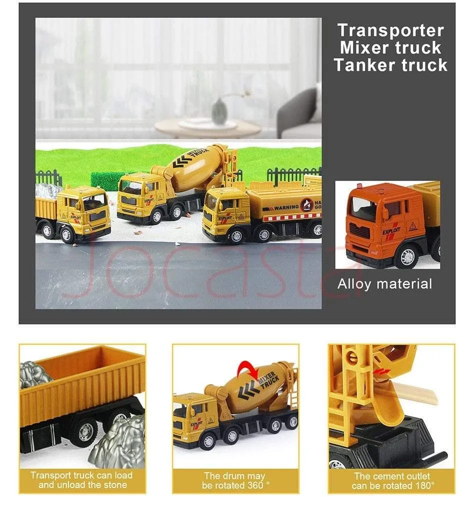 Alloy Engineering Vehicle Dump Truck Excavator Assembly Diecast Model Simulation Construction Cars Toys for Boys Children Gifts