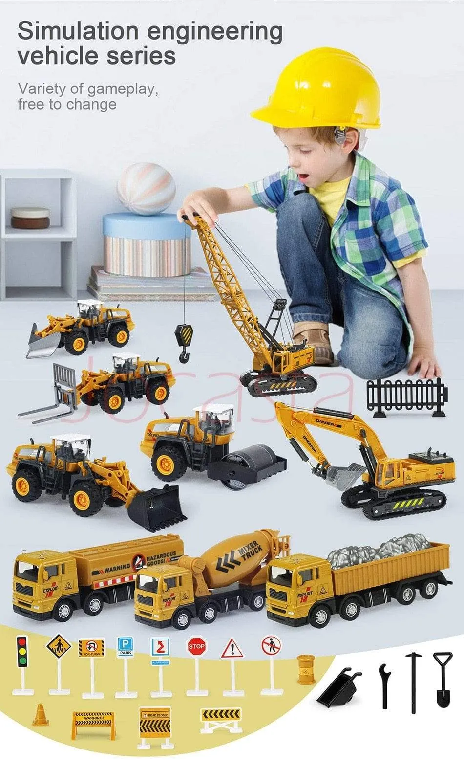 Alloy Engineering Vehicle Dump Truck Excavator Assembly Diecast Model Simulation Construction Cars Toys for Boys Children Gifts