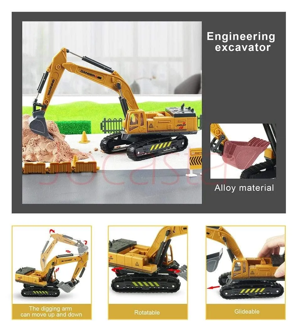 Alloy Engineering Vehicle Dump Truck Excavator Assembly Diecast Model Simulation Construction Cars Toys for Boys Children Gifts