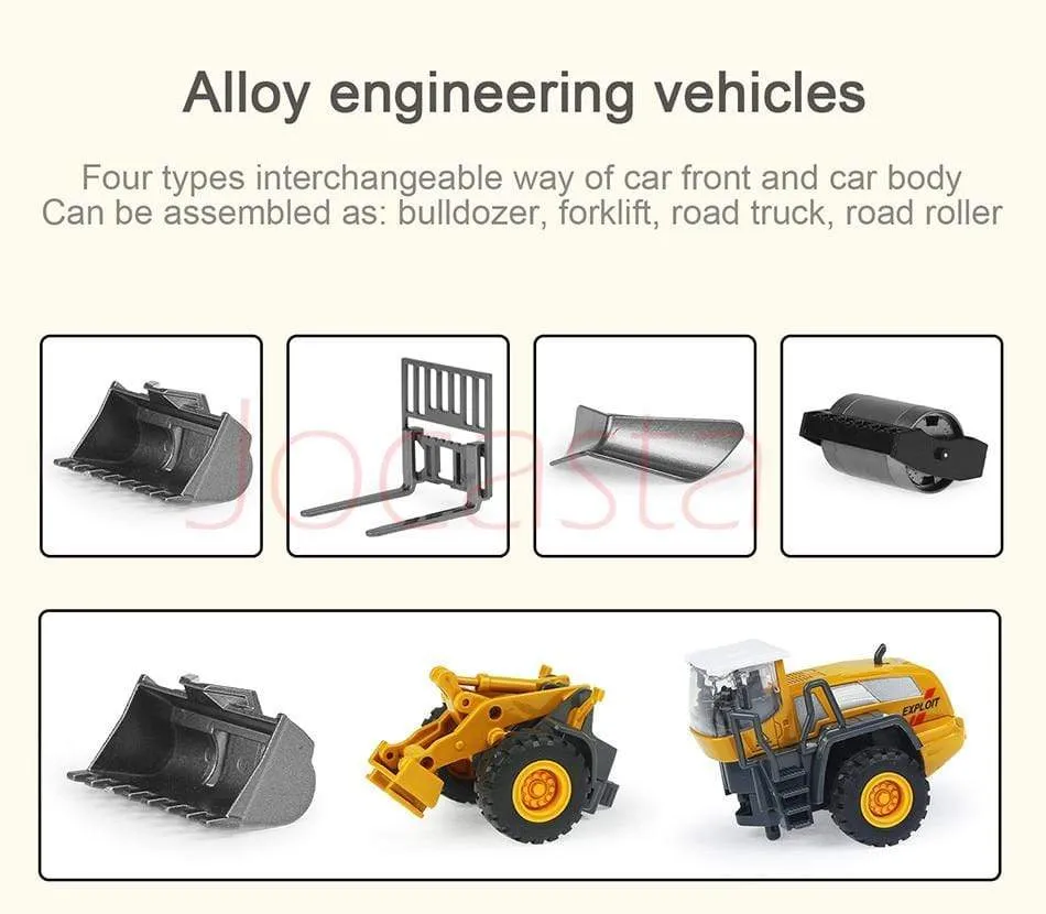 Alloy Engineering Vehicle Dump Truck Excavator Assembly Diecast Model Simulation Construction Cars Toys for Boys Children Gifts
