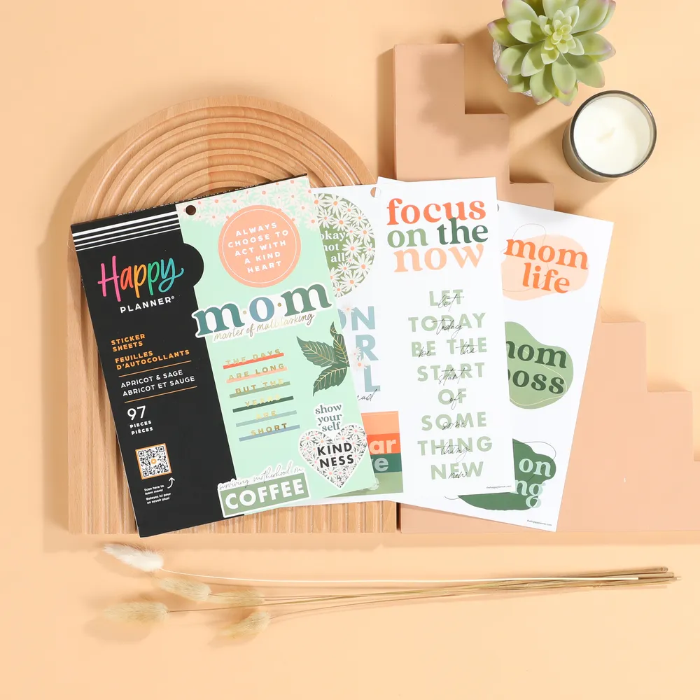 Apricot & Sage Mom - Large Value Pack Stickers
