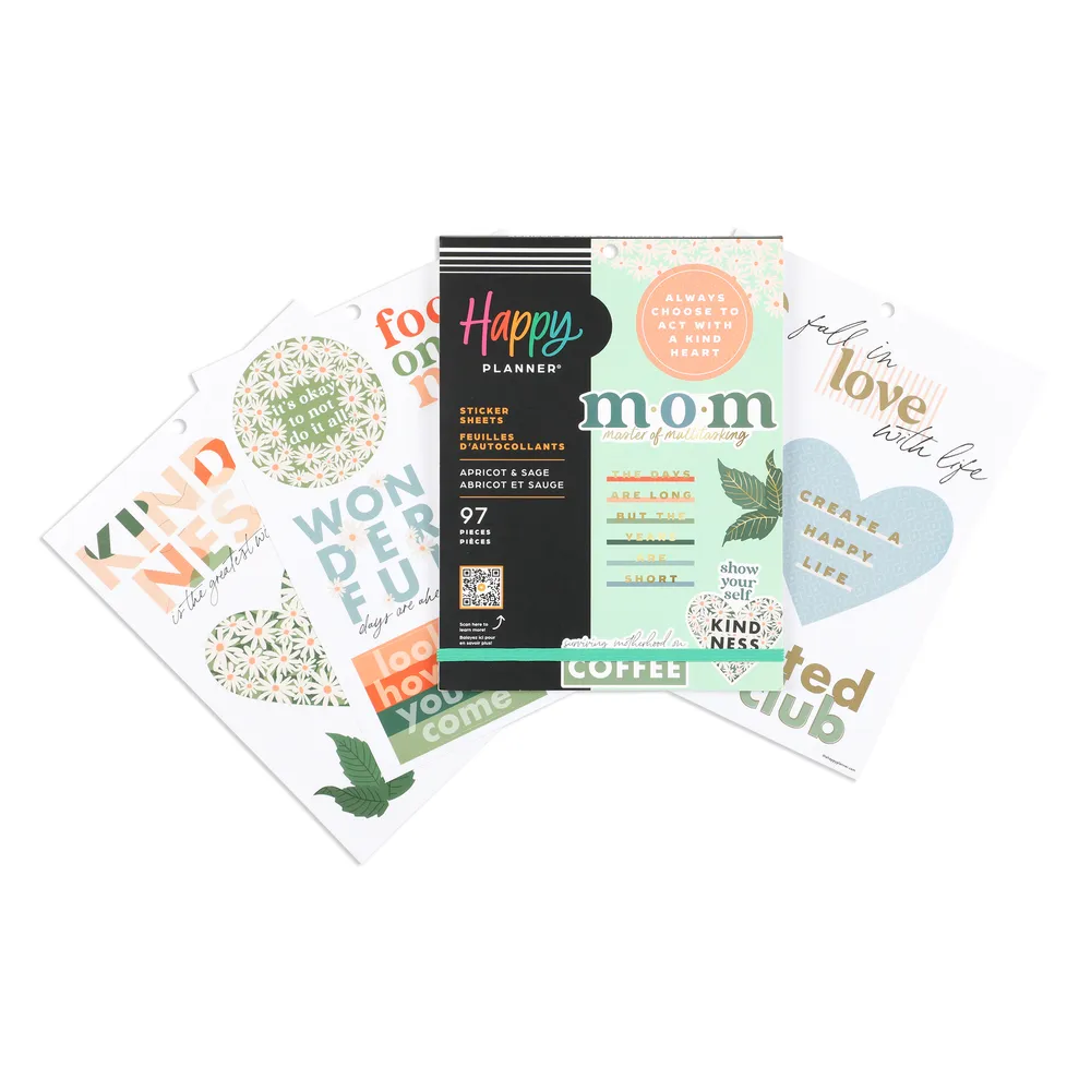 Apricot & Sage Mom - Large Value Pack Stickers