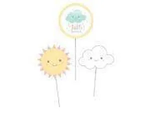 Baby Shower - 12" Sunshine Blue & Yellow Party Centerpiece Sticks