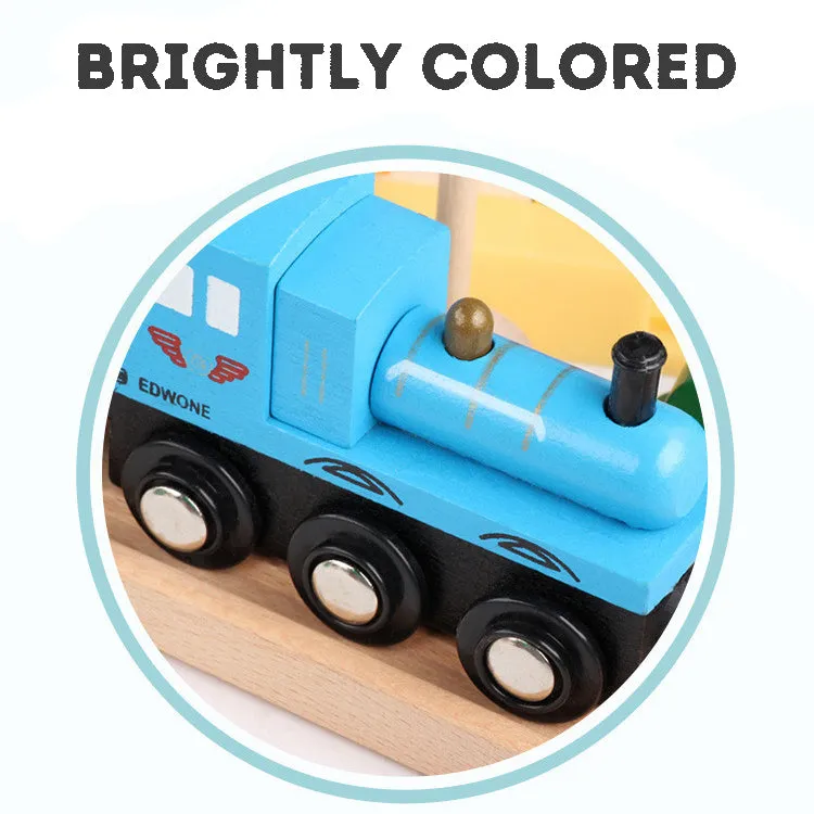 Children's Wooden Toy Train Track Set for a Virtual Traffic City, Educational Puzzle Early Learning Toy Kit
