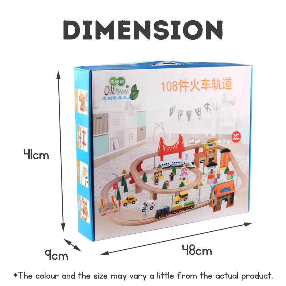 Children's Wooden Toy Train Track Set for a Virtual Traffic City, Educational Puzzle Early Learning Toy Kit