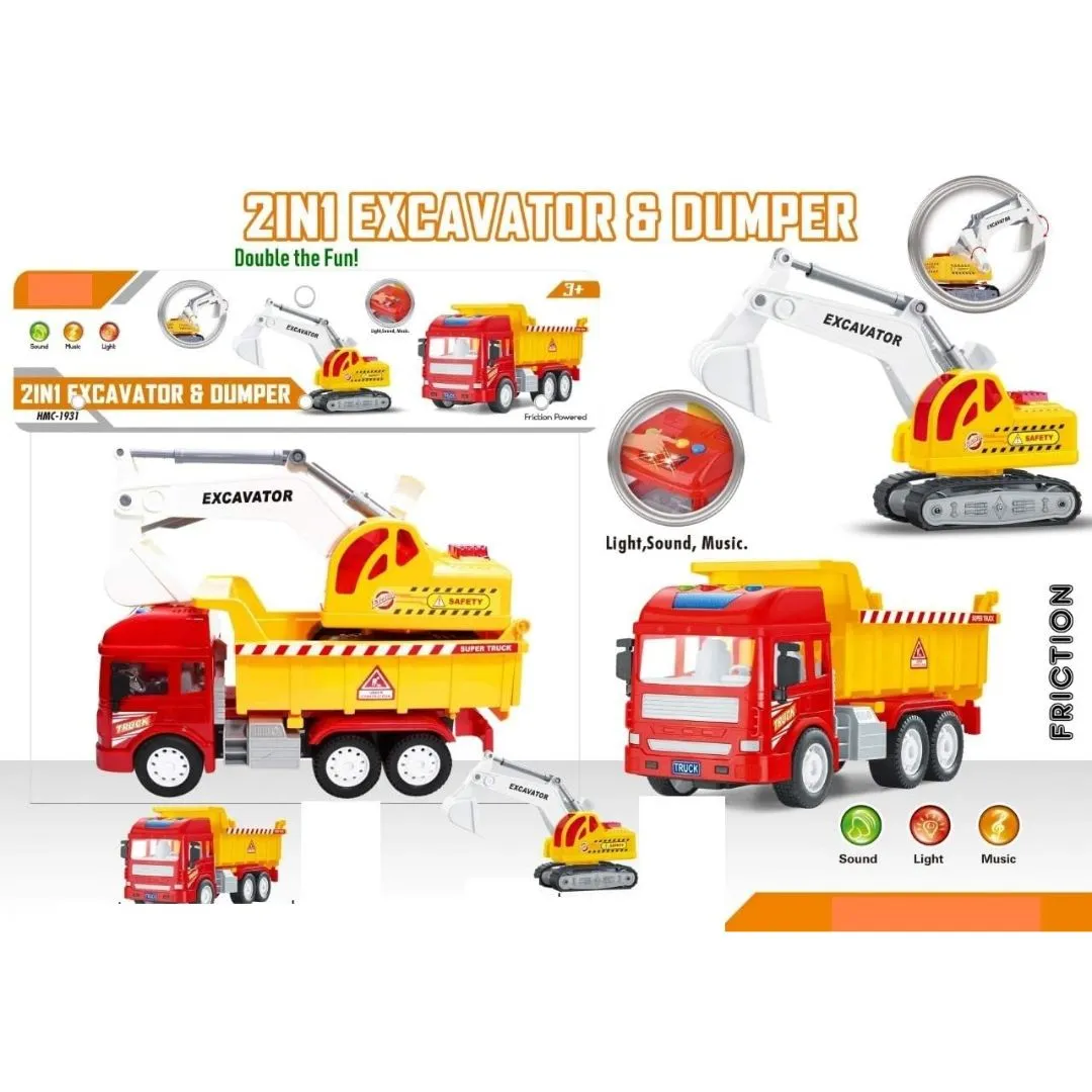 City Service 2In1 Excavator & Dumper Toy