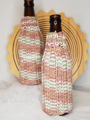 Classic Bottle Cozy  -Mauve Green Mix