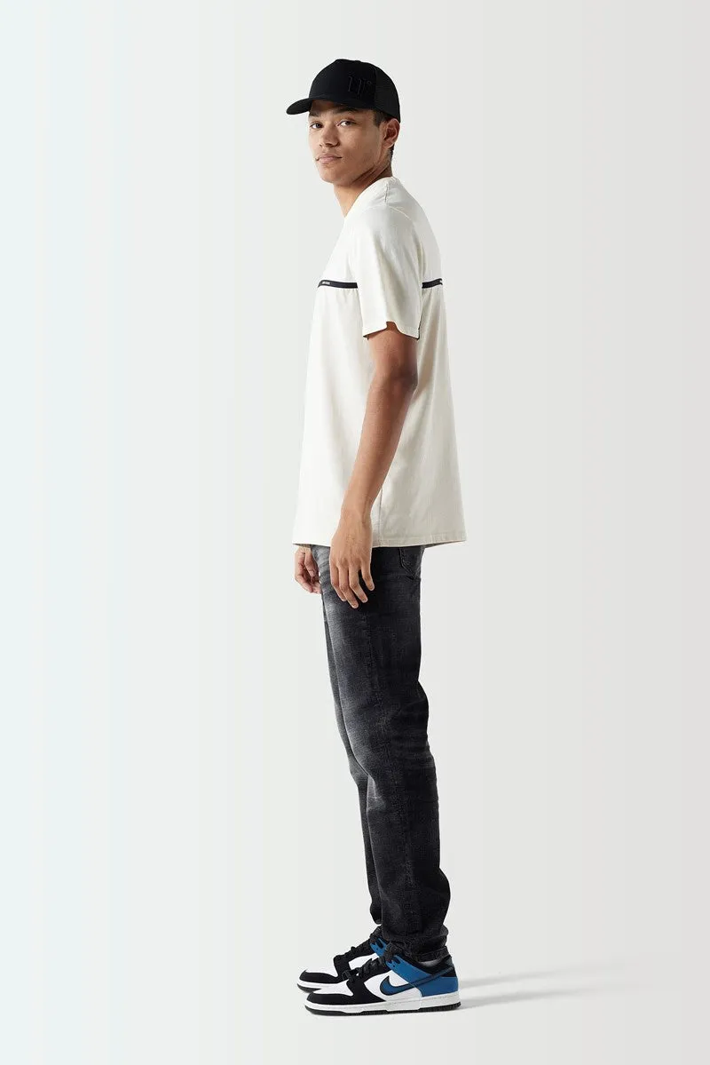 Colour Block Taped T-Shirt - Coconut / Stone