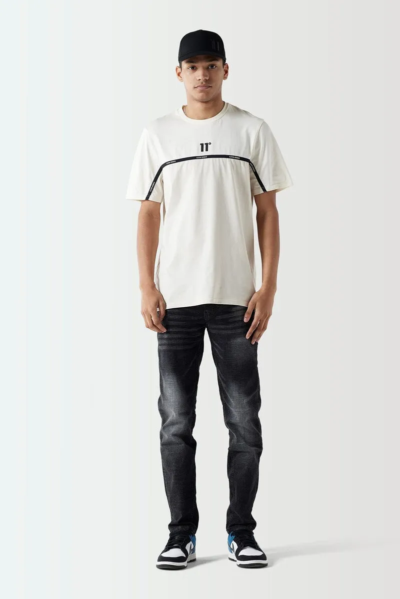 Colour Block Taped T-Shirt - Coconut / Stone