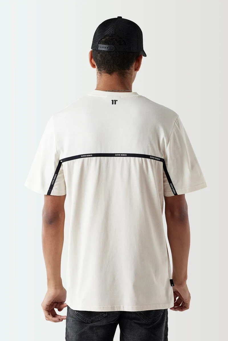 Colour Block Taped T-Shirt - Coconut / Stone