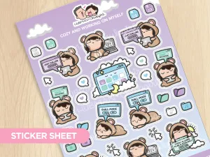 Cozy and Working on Myself Sticker Sheet