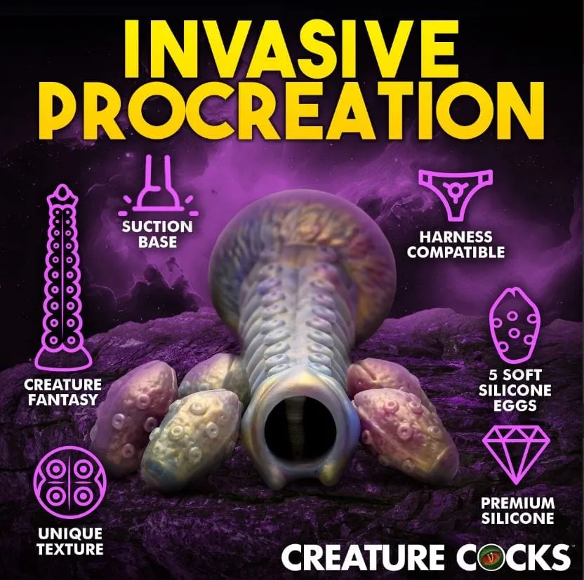 Creature Cocks Deep Invader Tentacle Ovipositor Silicone Dildo with Eggs