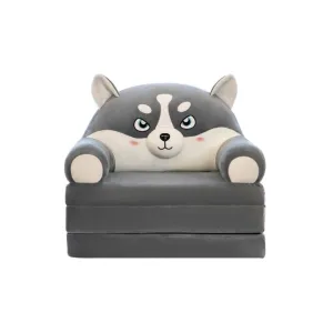 Foldable Plush and Soft Kids Sofa Bed, Removable and Washable Lazy Sleeping Sofa chair for Kids, Husky