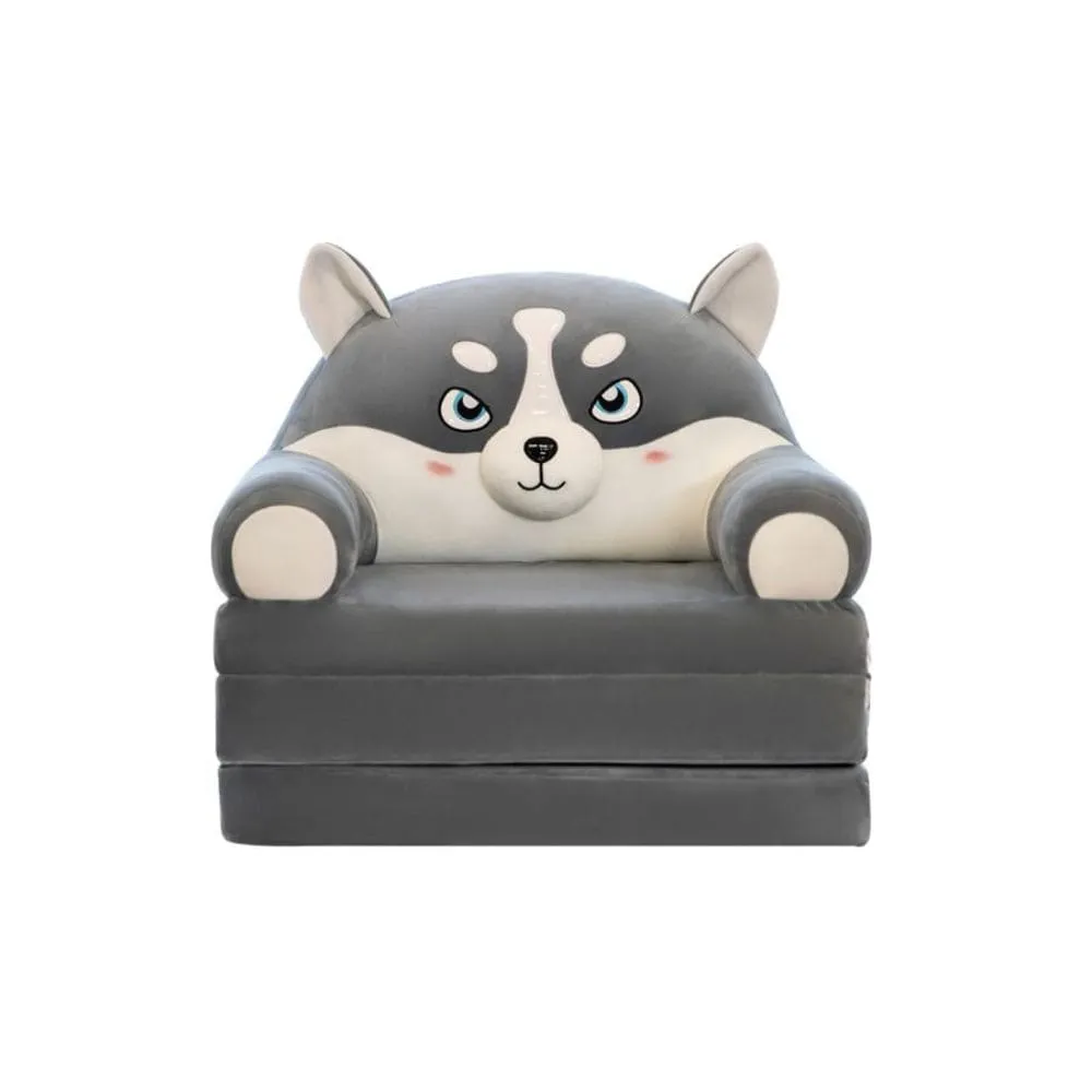 Foldable Plush and Soft Kids Sofa Bed, Removable and Washable Lazy Sleeping Sofa chair for Kids, Husky