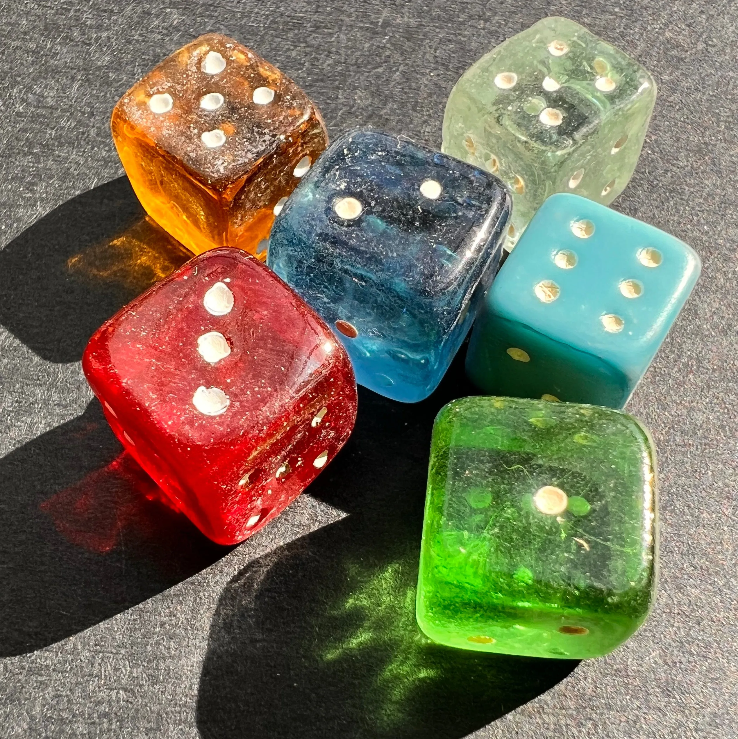 Glowing Vintage 1950s Glass 1cm Dice