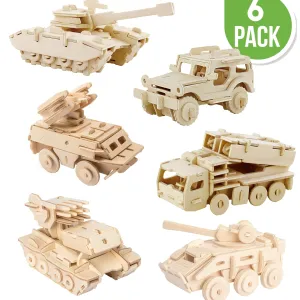Hands Craft DIY 3D Wooden Puzzle 6 ct, Military Vehicles-JP2B6