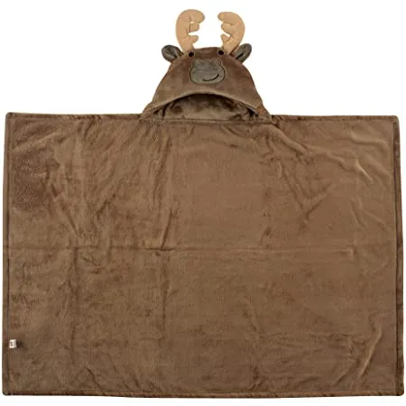Hudson Baby Hooded Animal Face Plush Blanket, Moose