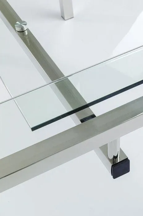 Lorenco Glass/Chrome Corner Desk