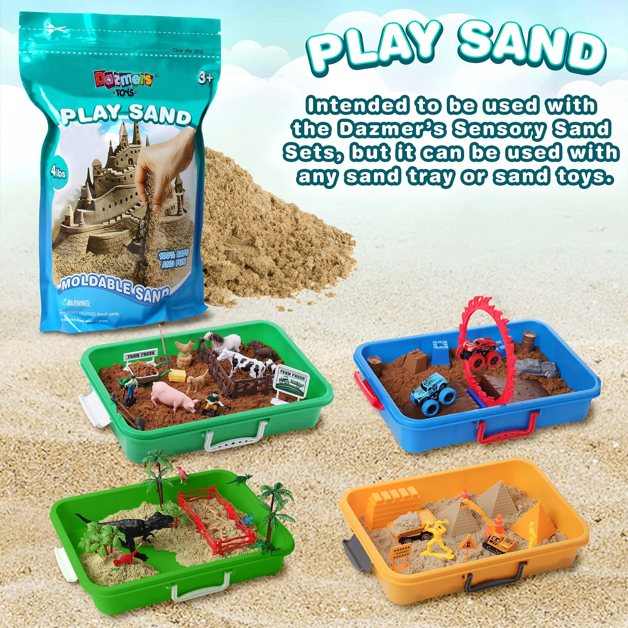 Play Sand 4 LB Refill Pack for Your Sand Toys or Playsets - Bulk Replacement Sensory Sand