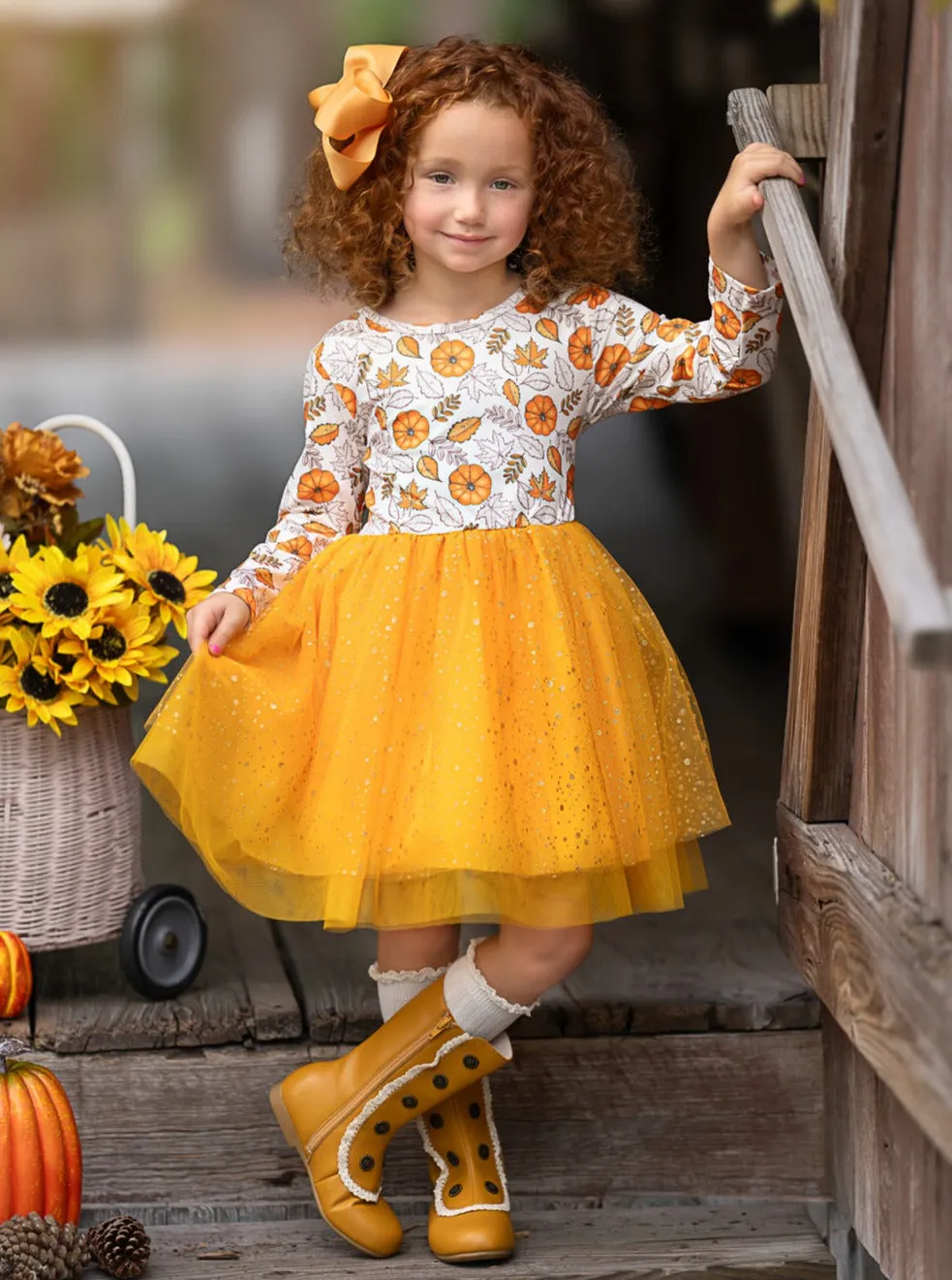 Pumpkin Patch Season Glitter Tutu Dress