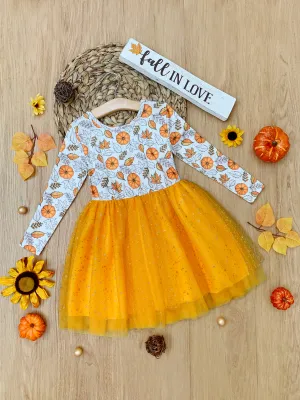 Pumpkin Patch Season Glitter Tutu Dress