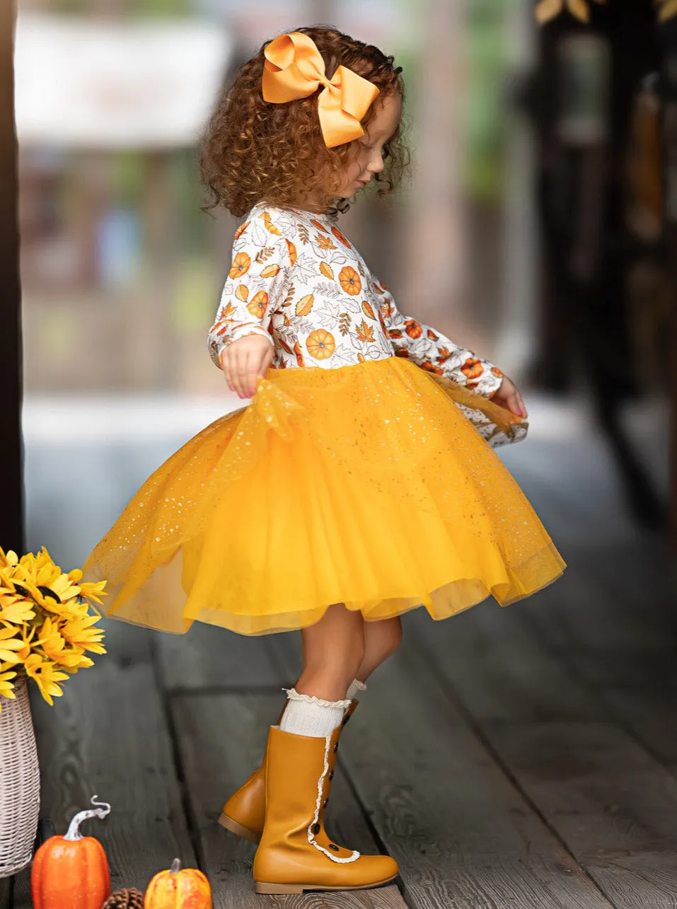 Pumpkin Patch Season Glitter Tutu Dress