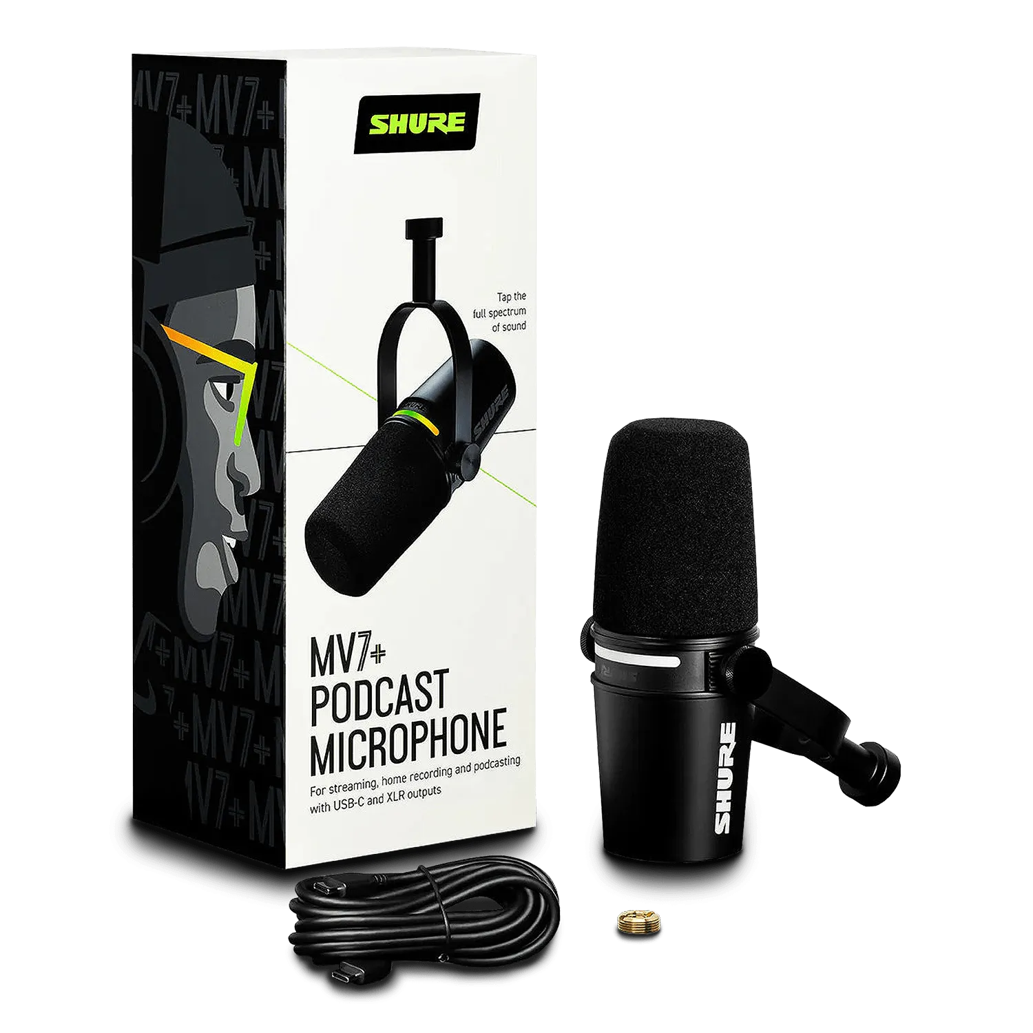 Shure MV7  Podcast Microphone for Streaming, Home Recording, and Podcasting with USB-C and XLR Outputs