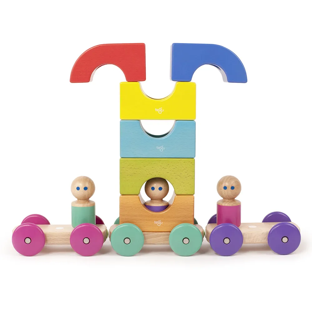 Tegu Magnetic Tram |12-Piece Set for Creative Play