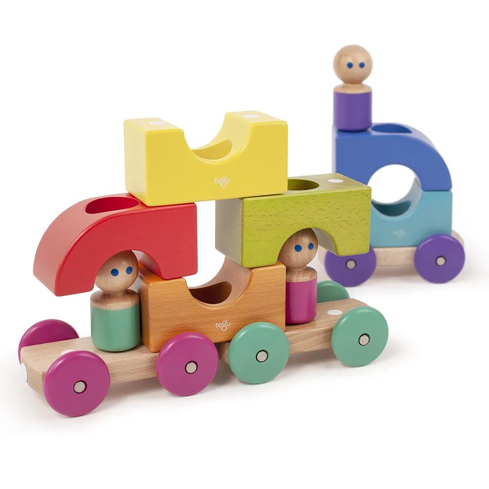 Tegu Magnetic Tram |12-Piece Set for Creative Play