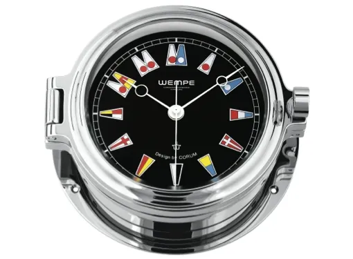 Wempe Regatta Series Porthole Clock with Flag Themed Face 140mm -Stainless Case